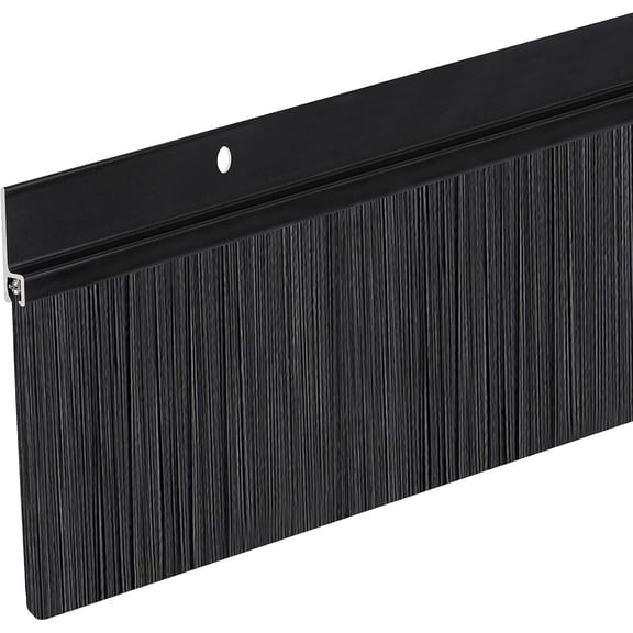 Randall Manufacturing Aluminum Door Sweep Brush, Weather Stripping for Doors, Fills Large Gaps, Long 3" Polypropylene Bristles, 4 ft, Black