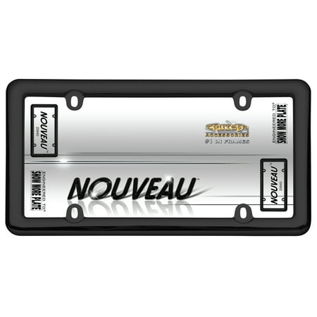 Nouveau Black Plastic 4 hole License Plate Frame Free Screw Caps with this Frame