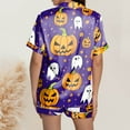 thumbnail image 6 of Ulitacool Womens Pajamas Halloween Short Sleeve Pumpkin Prints Sleepwear 2Pieces Pjs Set Bow Prints Butto Down Tops Shortss Notch Collar Shirt Shorts Nightwear Trend Outfits Yellow Xxl, 6 of 6