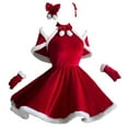 thumbnail image 2 of Women's Christmas Dress Cute Hoodie Santa Dress Swing Skirt for New Year Party Red M, 2 of 3