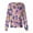 01#Purple, variant on Women's Oil‑Painting Style Floral Print Snap‑Front Scrub Cardigan, Long Sleeve Round Collar Work Jacket with Pockets for Nursing Healthcare Uniform 2XL