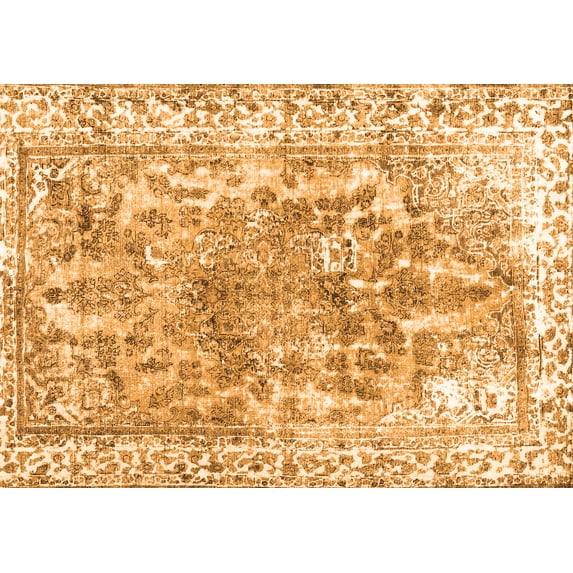 Ahgly Company Indoor Rectangle Abstract Orange Contemporary Area Rugs, 7' x 10'
