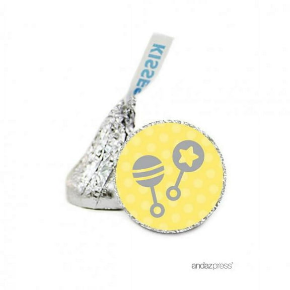 Neutral Baby Rattles Hershey´s Kiss Baby Shower Stickers, 216-Pack