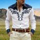 thumbnail image 3 of Camisetas de Navidad de Manga Larga de los Hombres Imprimir de Moda Casual Manga Larga Turndown Collar Blusa para Primavera Invierno Al Aire Libre Diario, 3 of 4