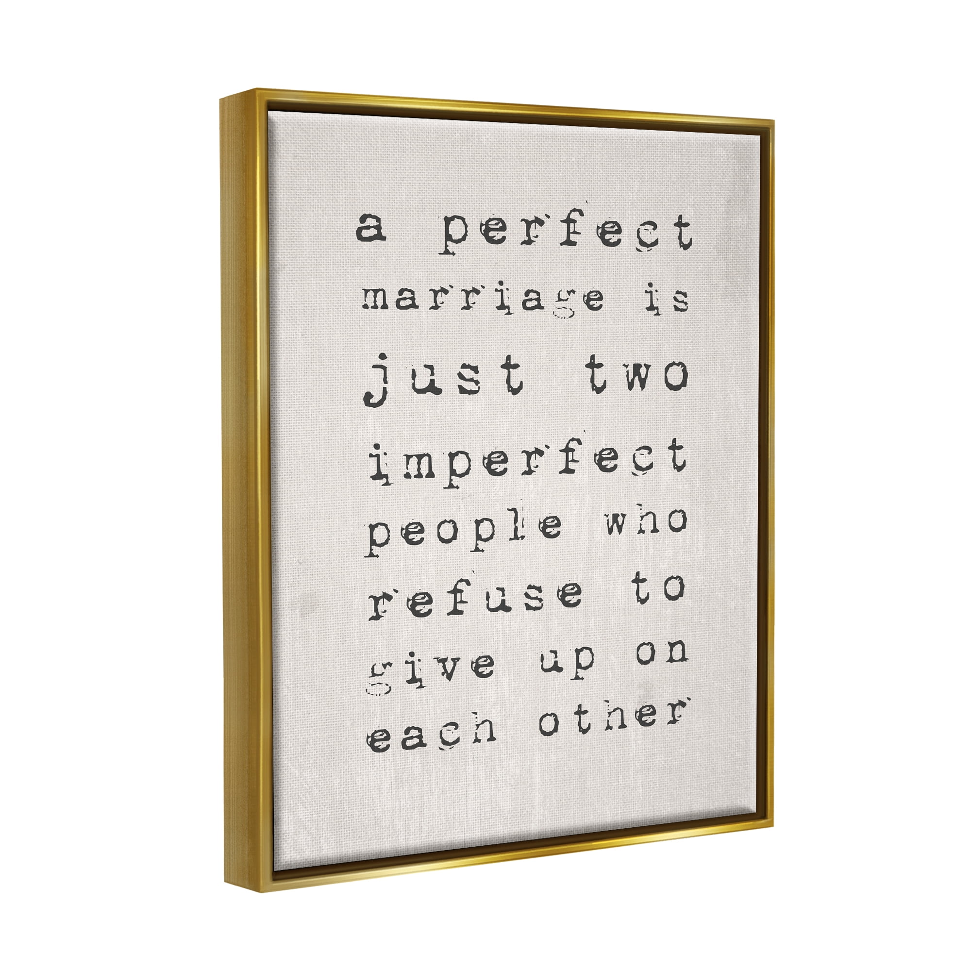 Stupell Industries A Perfect Marriage Metallic Gold Framed Floating Canvas Wall Art, 24x30, by Daphne Polselli