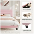 thumbnail image 6 of Amolife Full Bed Frame, Platform Bed Frame with Velvet Upholstered Slat Headboard, Pink, 6 of 7
