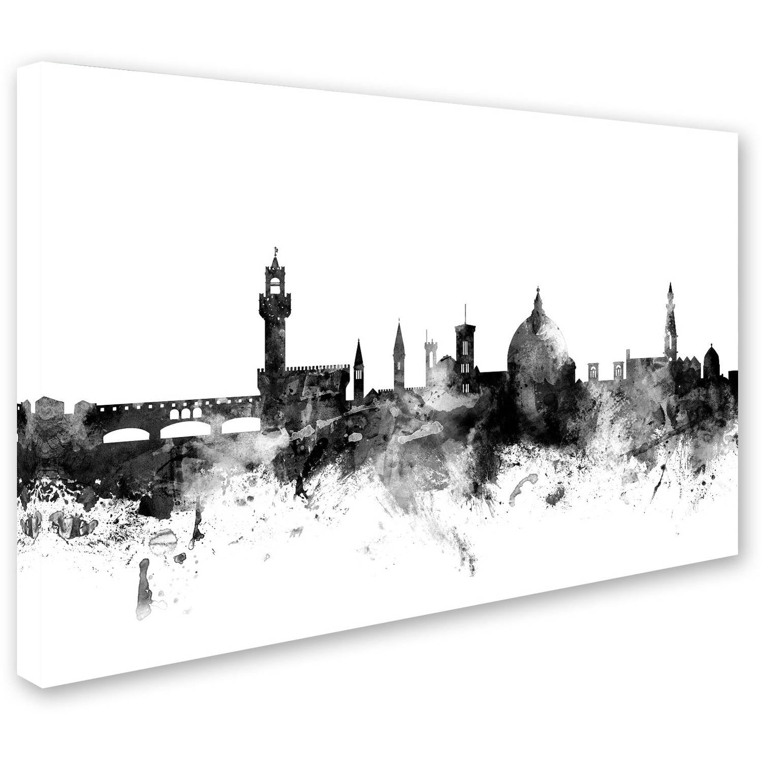 Trademark Fine Art "Florence Italy Skyline B&W" Canvas Art by Michael Tompsett
