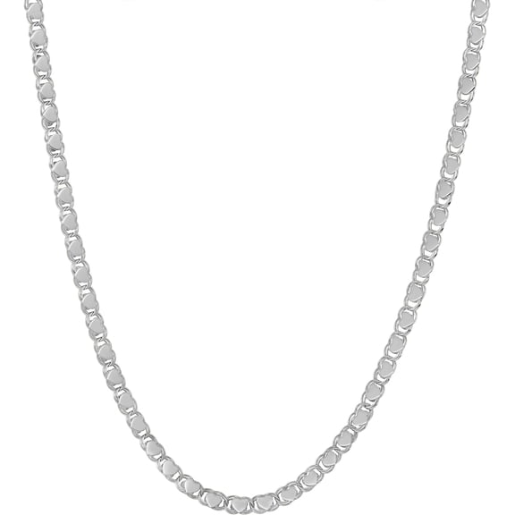 Floreo 14k White Gold 3mm Solid Heart Charm Chain Necklace 18 Inch