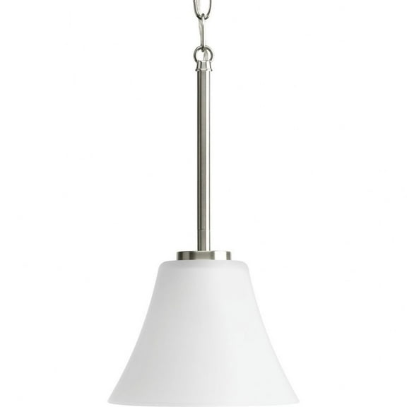 Bravo Collection One-Light Brushed Nickel Etched Glass Modern Mini-Pendant Light