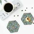 thumbnail image 4 of Vsdgher Green Leopard Leather Coasters for Drinks, Durable Drink Coasters 4 Set for Tabletop Protection, Luxurious Home Décor and Housewarming Gift ( {designName})Hexagon, 4 of 6