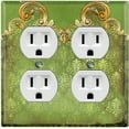 thumbnail image 1 of Metal Light Switch Plate Cover Elegant Green Honeycomb Frame Damask DAM067, 1 of 13