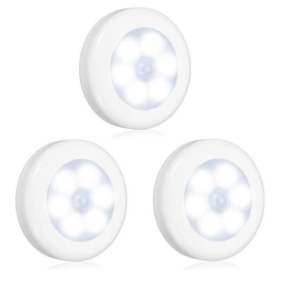 3pcs LED Motion Sensor Puck Light, TSV Wireless LED Night Light, Magnet Stick-on Light