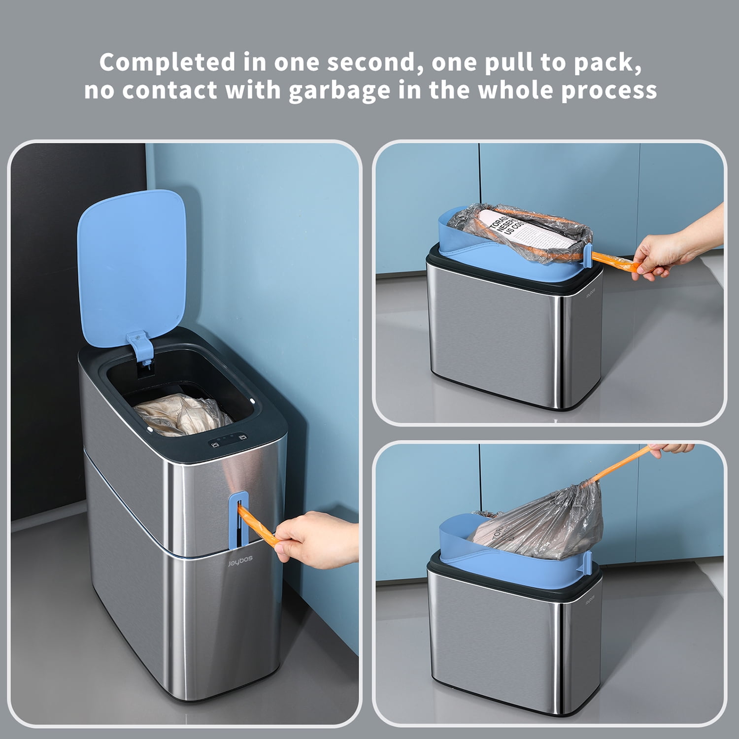 Joybos Motion Sensor Bathroom Trash Cans | 4 Gallon Stainless Steel Automatic Privacy Garbage Can with Lid | Smart Dogproof Trash Bin for Bedroom,Office,Toilet,RV