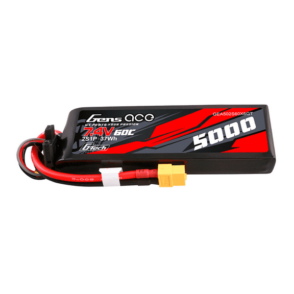 5000mAh 2S 7.4V 60C Short-Size G-Tech Lipo Battery Pack with XT60 Plug