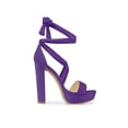 thumbnail image 3 of BLISSFUL STEP Women's Lace Up Platform Block Heel Sandals Purple 10.5, 3 of 7
