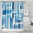 thumbnail image 2 of Navy Blue Fabric Shower Curtain - Geometric Shower Curtain Set with 12 Plastic Hooks, Water Repellent, Machine Washable, Modern Decorative Polyester Cloth Shower Curtains for Bathroom - 72x84, 2 of 4