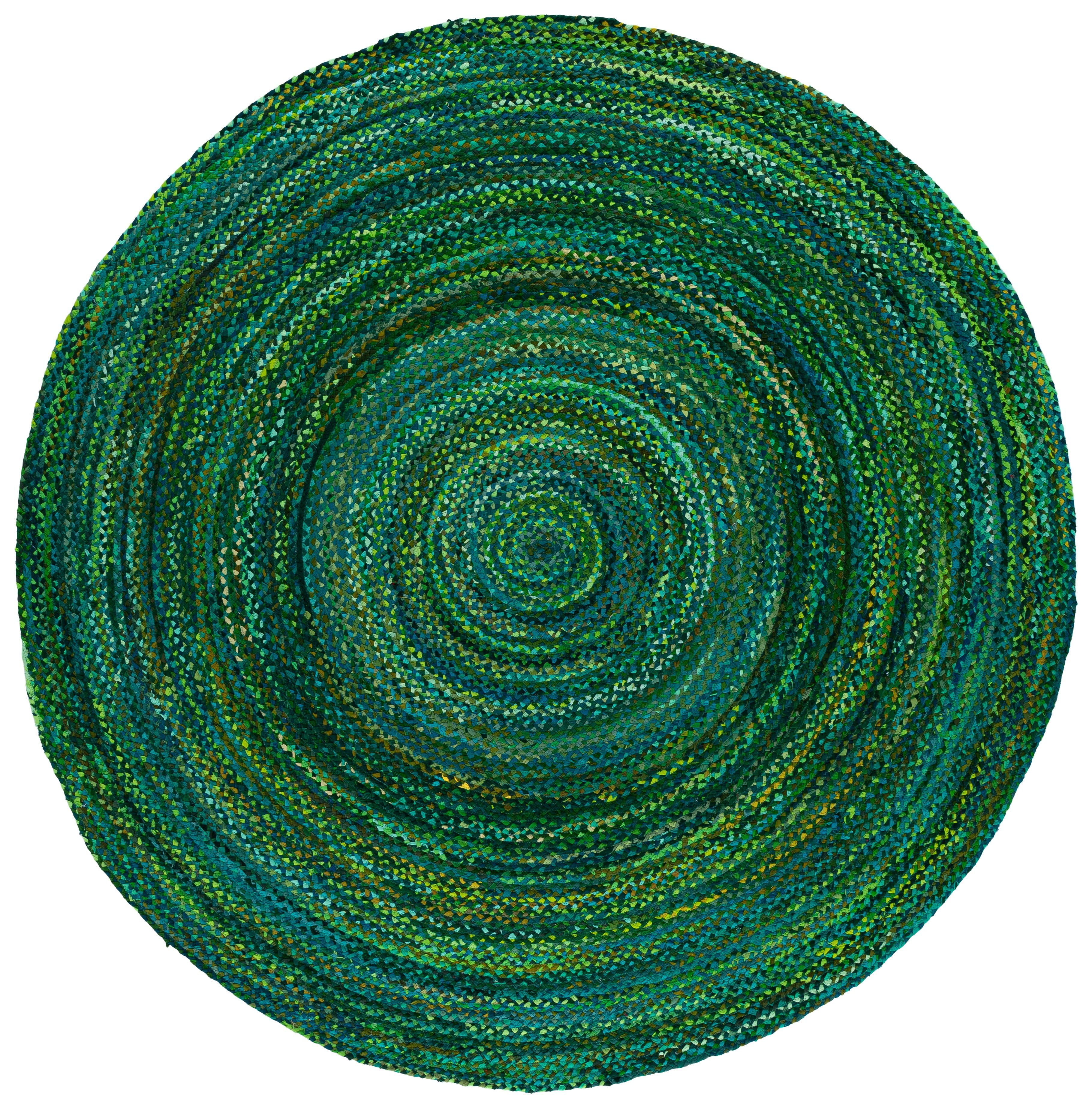 SAFAVIEH Braided Calvin Transitional Cotton Reversible Area Rug, Green, 10' x 10' Round