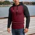 thumbnail image 1 of MHFRRA Sudadera con Capucha Informal de Manga Larga con Cuadros Pequeños y Bloques de Color para Hombre Rojo, 1 of 3
