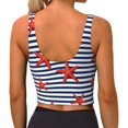 thumbnail image 3 of Fotbe Starfish Navy Blue Stripe Pattern Womens' Sports Bra Longline Wirefree Padded with Medium Support Sports Moisture-Wicking Workou Vest,Tank Top-XX-Large, 3 of 9