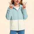 thumbnail image 6 of Coerni Boys& Girls 50+ Sun Hoodie Jacket Color Block Long Sleeve Full Zip Sun Protection Coats Summer Outdoor Lightweight Kids Clothes, 6 of 7