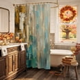 thumbnail image 5 of Teal Brown Abstract Shower Curtain, Waterproof Shower Curtains for Bathroom, Vintage Mottled Gradient Modern Art Washable Fabric Bathtub Curtain Set Bath Decor with 12 Hooks Long 72"x84", 5 of 8