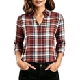 thumbnail image 2 of Warop Women's 3/4 Sleeve Plaid V Neck Blouse Shirt Lightweight Button Down Tops for Office Work Daily Wear, 2 of 7