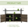 thumbnail image 3 of Wicker Outdoor Bar Cart - Brown Patio Console Storage Table Buffet Cabinet Serving Kitchen Cart with Wheels for Outside Backyard, 3 of 14