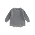thumbnail image 1 of LNGOOR Newborn Infant Baby Girls Boys Jumpsuit  Knitting Ribbed Surface Round Neck Long Sleeve Solid Color Crotch Button Bodysuit 0-2T, 1 of 7