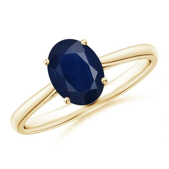 Oval Shape Blue Sapphire CZ Diamond Cocktail Band Ring Women 925 Sterling Silver Yellow Gold Plated September Birthstone Engagement Anniversary Gift Gemstone Jewelry