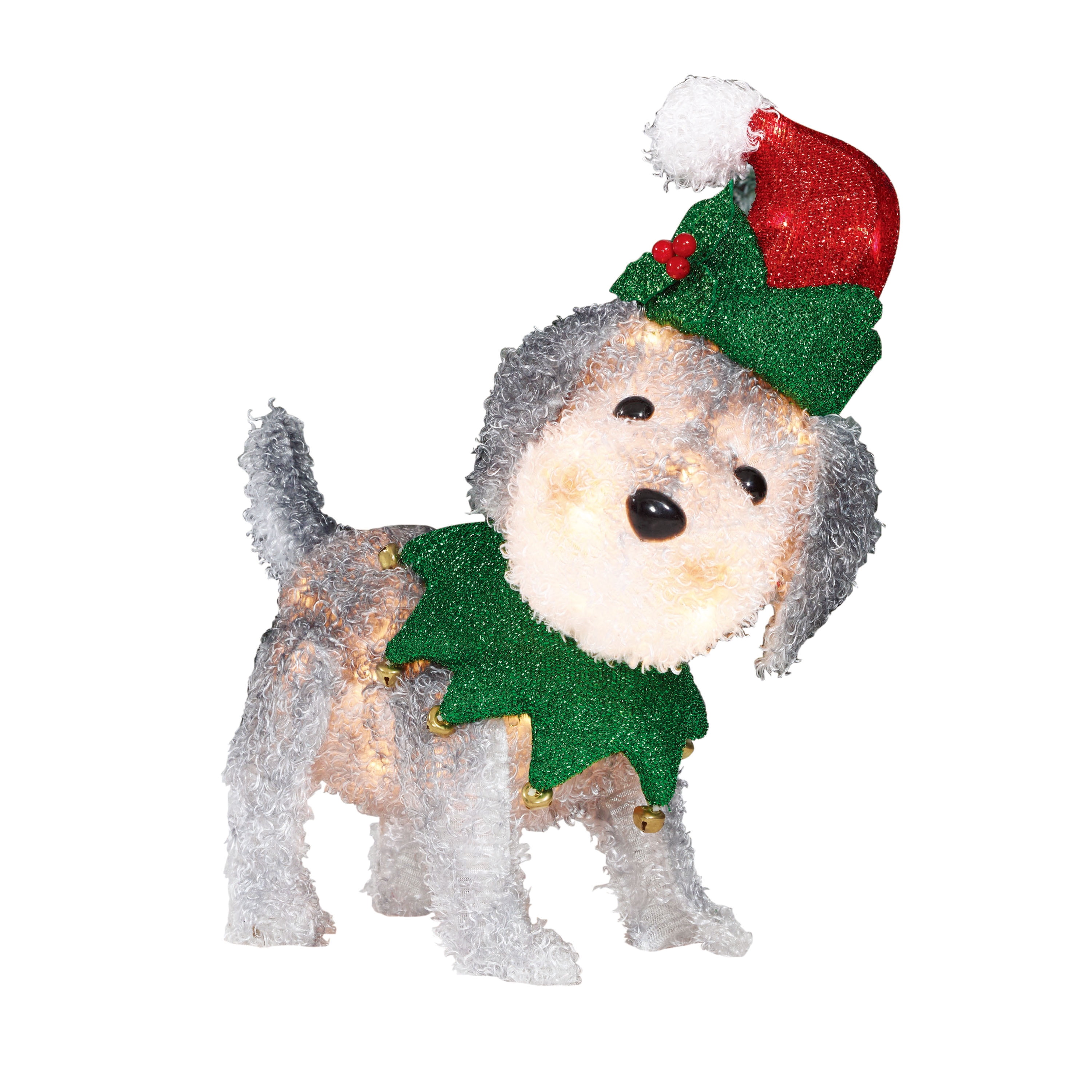 Holiday living 24 in dog sculpture with clear incandescent lights Holiday Time Light Up Fluffy Schnauzer Christmas Decoration Walmart Com Walmart Com