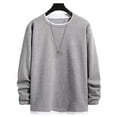 thumbnail image 2 of Mens Round Neck T-Shirt Street Long Sleeve Sports Athletic Pullover Blouse Tops, 2 of 11