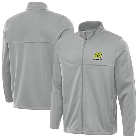 Men's Antigua Gray William Byron Links 2 Full-Zip Golf Jacket
