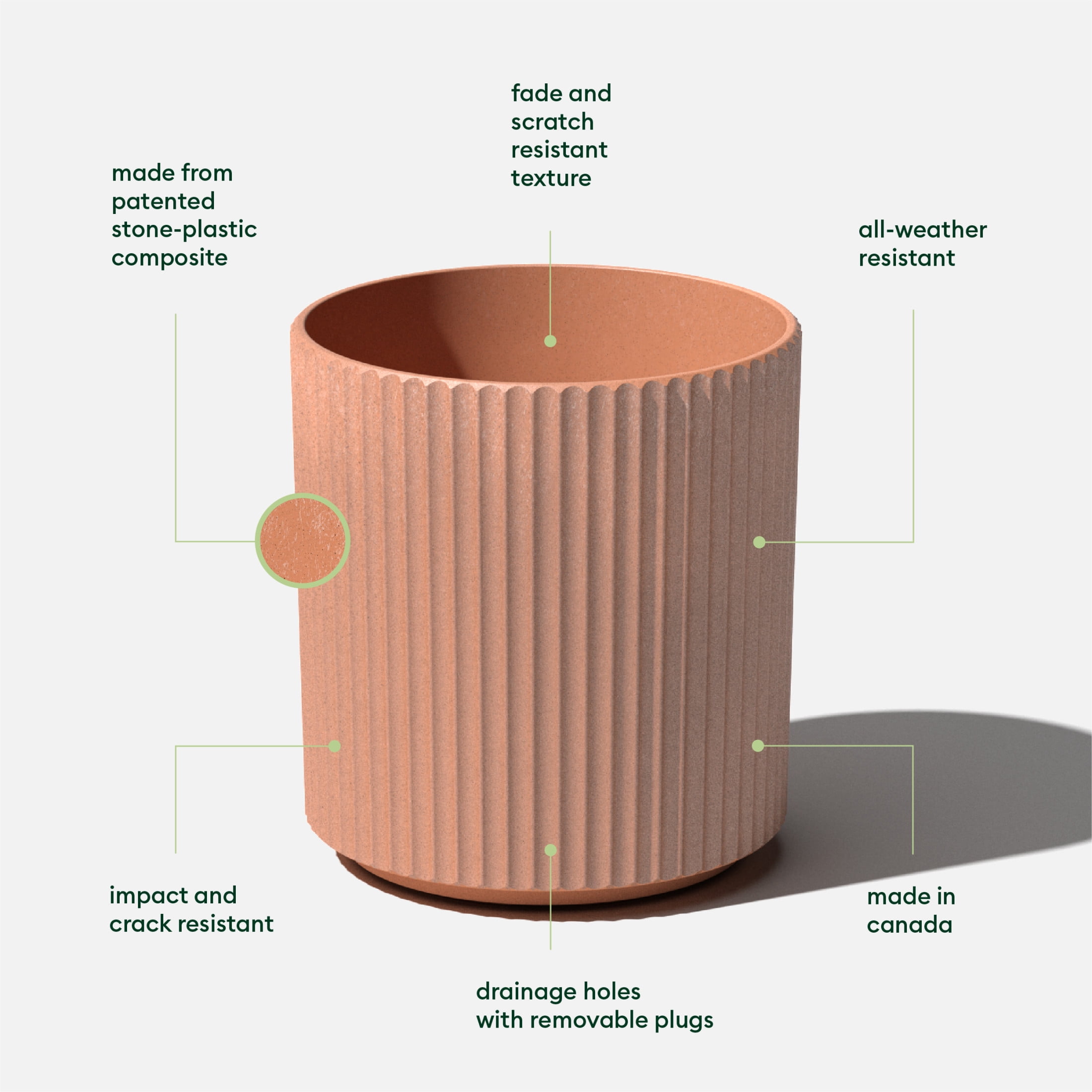 Veradek Demi Series 16" Plastic-Stone Planter - Terracotta