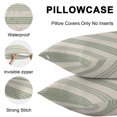 thumbnail image 5 of Throw Pillow Covers 26x26 Inch Set of 2, Sage Green Lines Waterproof Outdoor Pillow Covers, Modern Simple Striped Pattern Beige Decorative Cushion Pillowcases for Couch, Sofa, Bed, Garden, Patio, 5 of 9