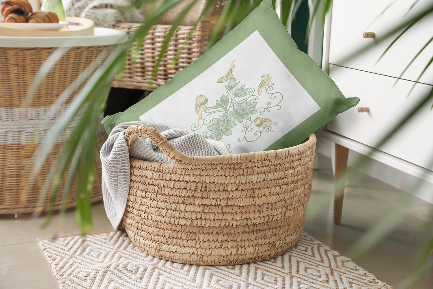 20" x 14" Simply Daisy Birds And Flowers Polyester Indoor/Outdoor Pillow, Fresh Green Qty 1