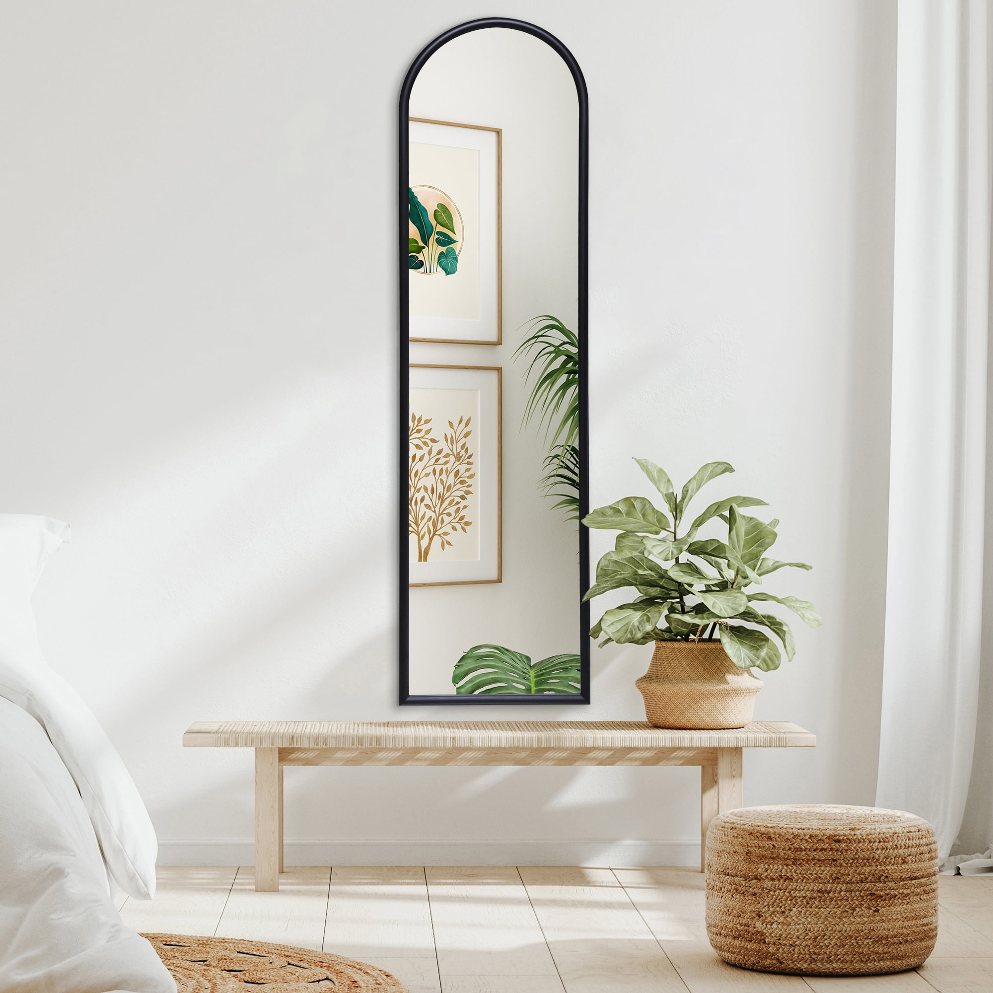 Americanflat - 15x59 Black Framed Curved Arched Mirror for Bedroom Living Room Bathroom