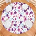 thumbnail image 2 of Pioneer Flower Floral Print Pattern Round Fitted Tablecloth with Elastic Edge,Dining Table Cover Waterproof,Outdoor Round Tablecloth for Camping,Dining,Indoor and Outdoor, 2 of 7