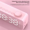 thumbnail image 3 of Latrodar LED Mirror Digital Alarm Clock Big Display Table Safety Guaranteed er Support Bluetooth Pink 6x3.6 Inch Home Stuff, 3 of 5