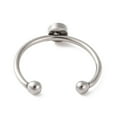 thumbnail image 3 of 50pcs Non-304 Stainless Steel Open Cuff Ring Components Plain Pad Ring Settings Round Stainless Steel color Tray: 4mm Adjustable, 3 of 3