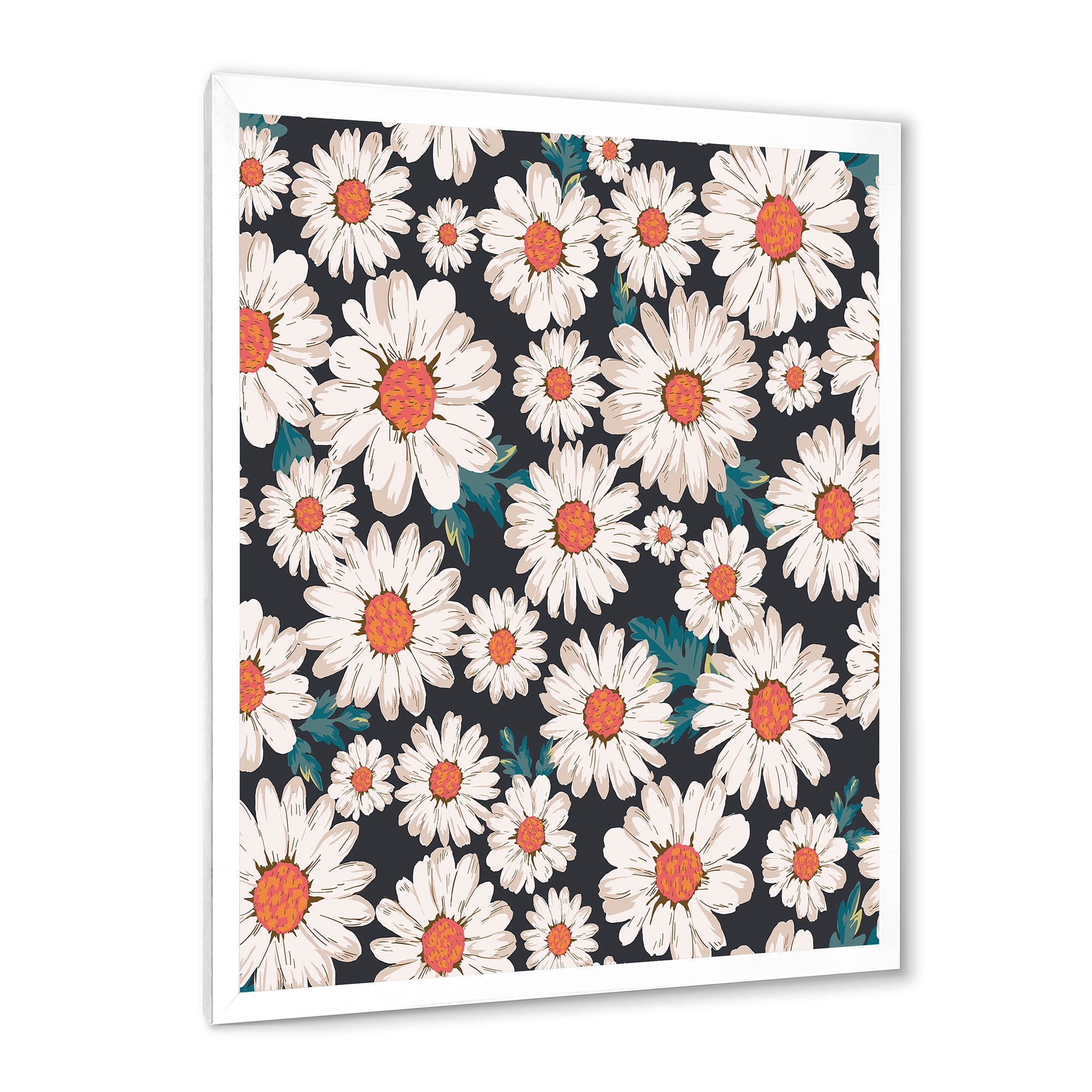 Designart 'Prolific of White Daisy Flowers' Traditional Framed Art Print