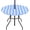 Blue Gingham, variant on Fitted Round Black Checkered Outdoor Tablecloth, Polyester SpillProof Plaid Table Cloth with Umbrella Hole Zipper Elastic for Patio Garden Poolside Picnic Fits to 36"-44" Patio Table