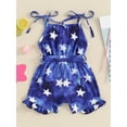 thumbnail image 6 of Hirigin 4th of July Toddler Girl Outfit Stars Stripe Flag Tie-Up Romper Overall Shorts 12M 18M 2T 3T 4T 5T Girls Fourth of July Clothes, 6 of 8