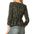 thumbnail image 3 of Unique Bargains Blouse à Manches Longues à Encolure Carrée à Fleurs pour Femmes, 3 of 7