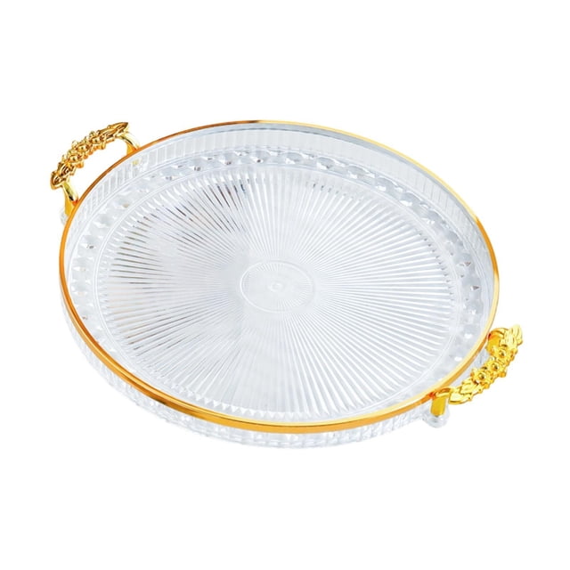 Elegante bandeja de plástico para fiestas, redonda, para servir y exhibir postres, ideal para bufé. Claro