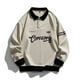 thumbnail image 5 of Sudadera de gran tamaño con solapa de colores contrastantes para hombre, ropa de calle de Hip Hop, uniforme de béisbol Harajuku, Sudadera con capucha, Primavera, 5 of 5