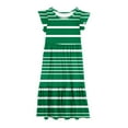 thumbnail image 6 of Spazoro Kids Girls Dresses, Round Neck Striped Short Sleeve Fashion Princess Dress for Child Girls Green Size 5-6T, 6 of 7
