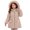Khaki, variant on Winter Coat Padded Mid Length Hooded Outerwear for Girls with Plush Trim Bow Accent Pockets and Zip Front for School Family Trips and Daily Wear