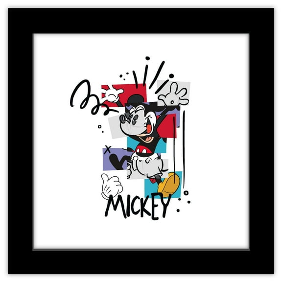 Gallery Pops Disney Mickey Mouse - The One Who Started It All Wall Art, Black Framed Version, 12" x 12"