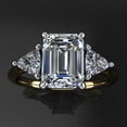 thumbnail image 2 of HeartsAndYou Trilogy Engagement Ring for Women 1.75ct Emerald Cut Moissanite 18k Yellow Gold Over Silver, 2 of 9