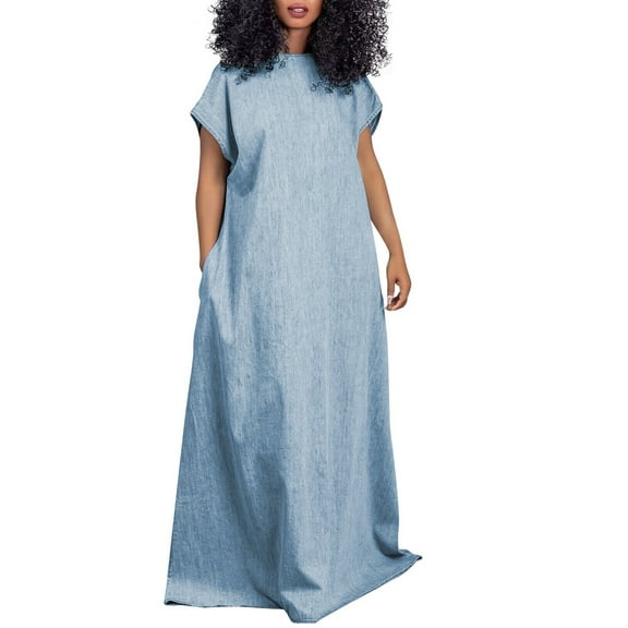 Sngxgn Women's Dress Ribbed Sleeveless Halter Neck Tank Tops Mini Dresses(Blue,XXL)